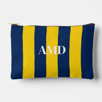 Pochette À Accessoires PixDezines Monogram Cabana Rayure Navy Jaune