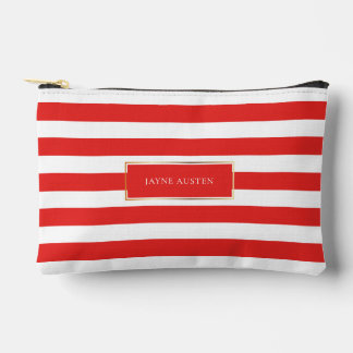 Pochette À Accessoires PixDezines Monogram Cabana Rayure Rouge Blanc