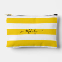 PixDezines Monogramme Rayures Maritimes Jaune Blan