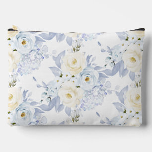 Pochette À Accessoires PixDezines Roses aquarelles Bleu Glace Crème