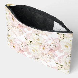 Pochette À Accessoires PixDezines Roses Crème Aquarelle Rose Poussiéreuse