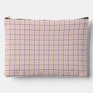 Pochette À Accessoires Plaid Violet Crème Motif Classique Rétro
