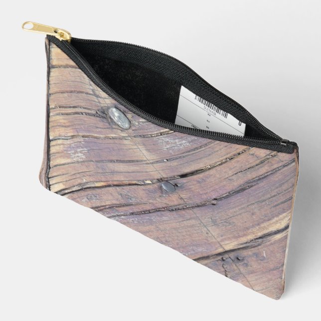 Pochette À Accessoires Plaque texturée en bois patiné (Ouvrir)