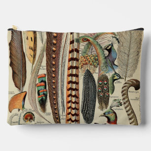 Pochette À Accessoires Plumes d'oiseaux sauvages Antique