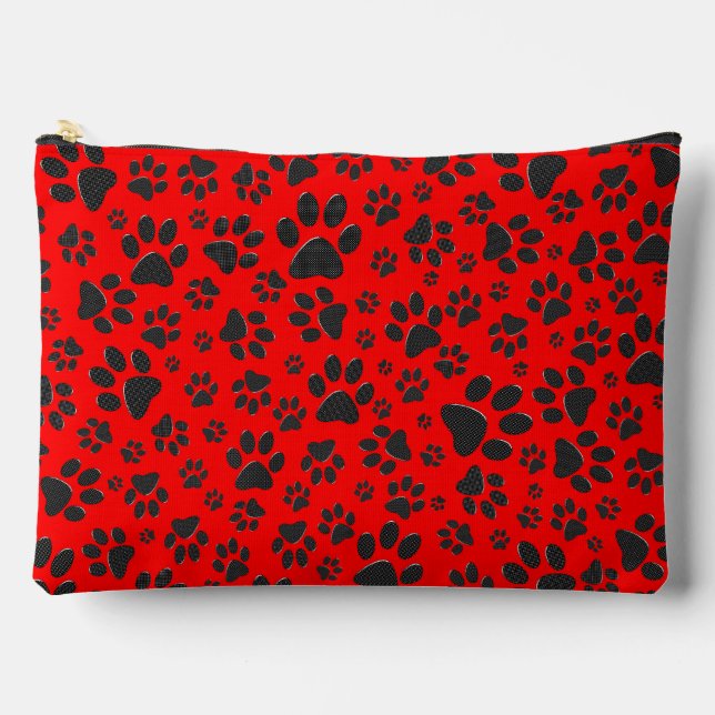 Pochette À Accessoires Poches de chien noir et blanc Pointe de Polka sur  (Recto)