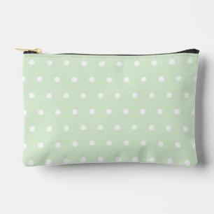Pochette À Accessoires Pointe Polka blanche sur Jade verte au lait