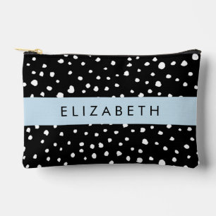 Pochette À Accessoires Points dalmatiens, Spots, Noir et Blanc, Votre nom