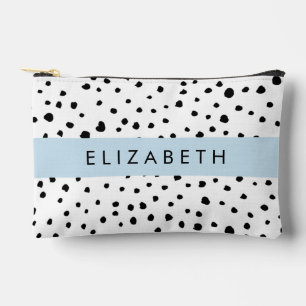 Pochette À Accessoires Points dalmatiens, Spots, Noir et Blanc, Votre nom