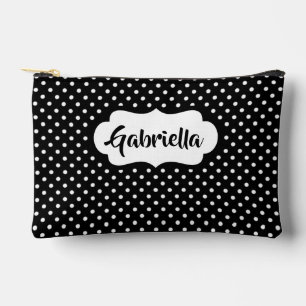 Pochette À Accessoires Pois suisses français blanc classique en noir