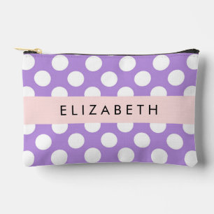 Pochette À Accessoires Pois violets, Motif Pointe Polka, Votre Nom