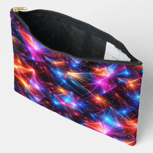 Pochette À Accessoires Polygone Néon Abstrait avec Explosions