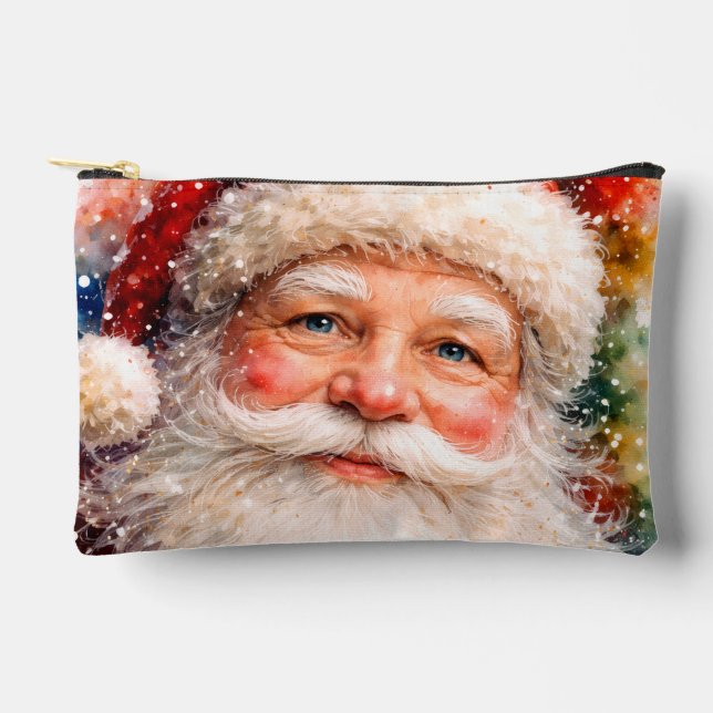 Pochette À Accessoires Portrait de Père Noël de Noël joyeux  (Recto)