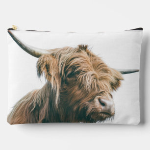 Pochette À Accessoires Portrait de vache Highland nom personnalisé monogr