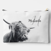 Portrait de vache Highland premier monogramme noir