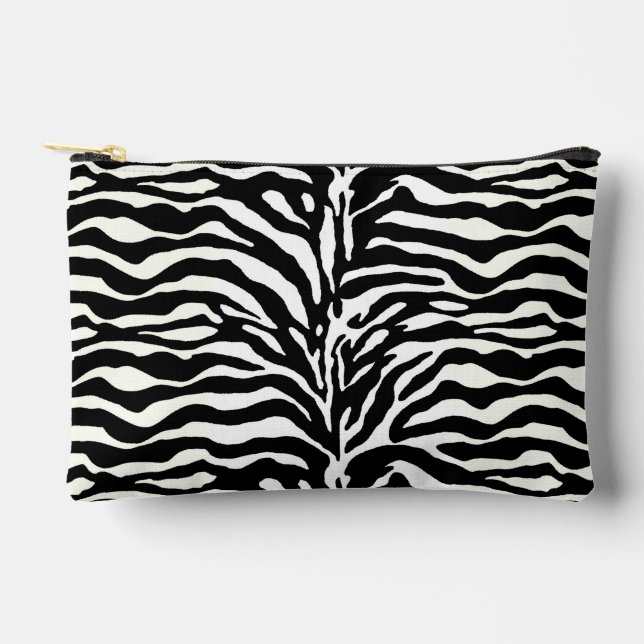 Pochette À Accessoires Poster de animal sauvage, Zèbre en noir et blanc (Recto)