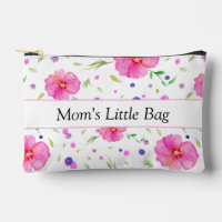 Pouch aquarelle Fleur sauvage rose personnalisé