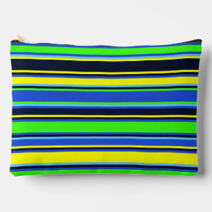 Pochette À Accessoires Pouch rayé bleu, citron vert et jaune
