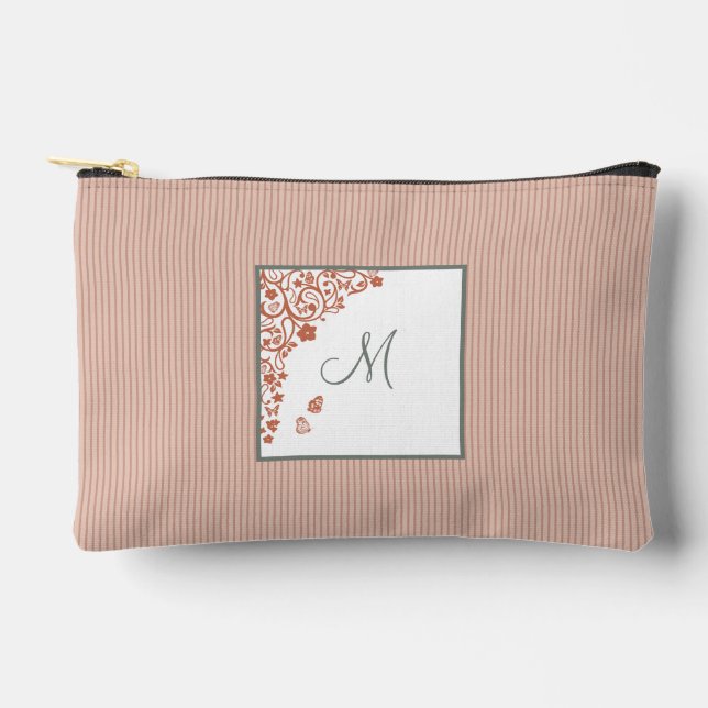Pochette À Accessoires Poussière Peach Stripe Terracotta Papillon Monogra (Recto)