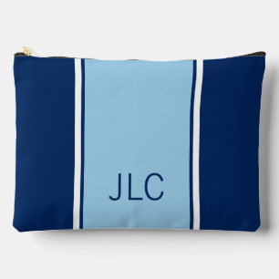 Pochette À Accessoires Preppy Blue et Navy Blue Stripe Monogramme