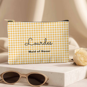 Pochette À Accessoires Préppy Jaune À damiers Bridesmaid Voyage