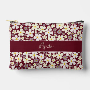 Pochette À Accessoires Pretty Cream Flower Power sur la Bourgogne d'autom