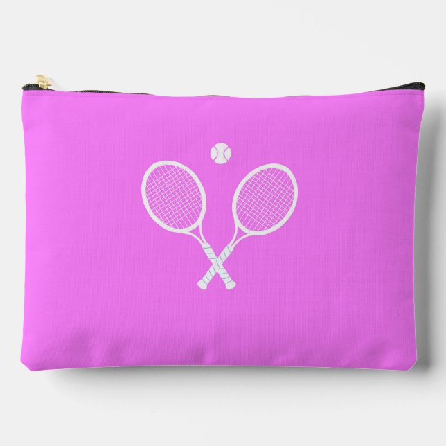Pochette À Accessoires Raquettes de tennis et boule rose profond (Recto)