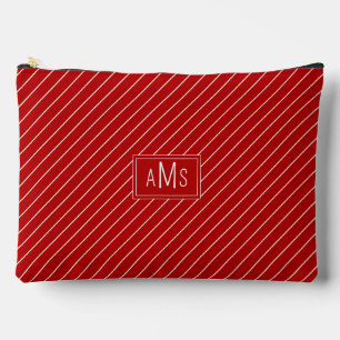 Pochette À Accessoires Rayures de monogramme rouge et blanc