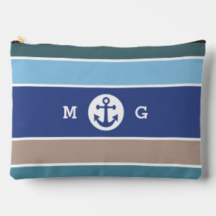 Pochette À Accessoires Rayures marines monographiques personnalisées