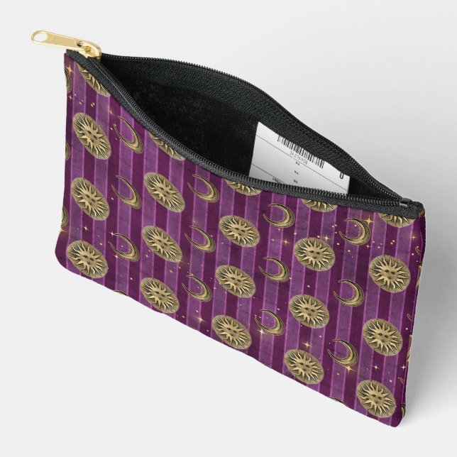 Pochette À Accessoires Rayures violettes du soleil et de la lune (Ouvrir)
