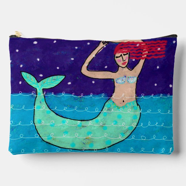 Pochette À Accessoires Red Haired Mermaid Art Abstrait (Recto)