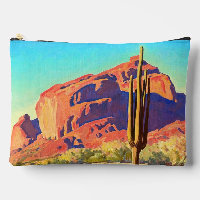 Pochette À Accessoires Red Rocks and Cactus par Maynard Dixon (Recto)