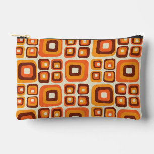Pochette À Accessoires Rétro années 1970 milieu du siècle orange et brun