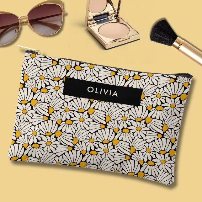 Pochette À Accessoires Retro floral botanical block print (Retro floral botanical block print personalized accessory pouch)