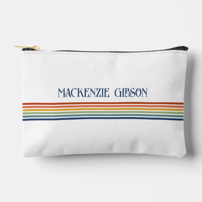 Pochette À Accessoires Retro Monogrammed Minimalist Stripes Accessory Bag (Recto)