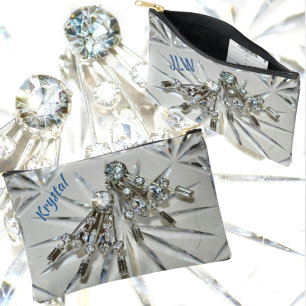 Pochette À Accessoires Rhinestones Vintage Art Déco Élégant gris argenté