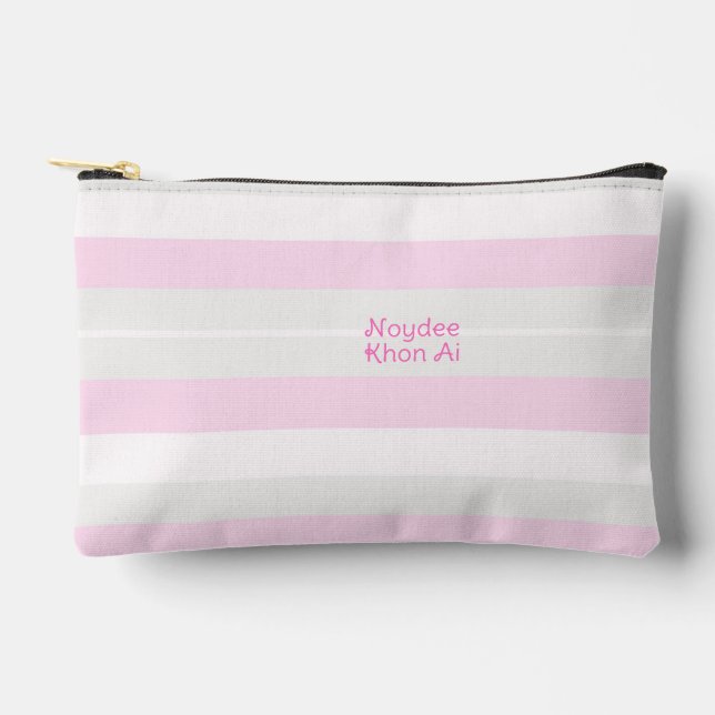 Pochette À Accessoires Rhythm Stripes Horizontal Lines Grey Pink White (Recto)