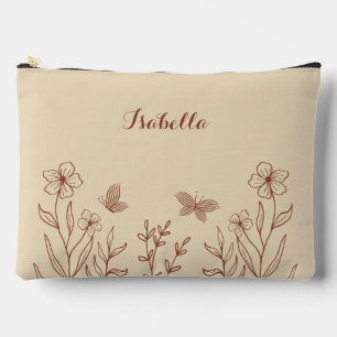 Pochette À Accessoires Romantique élégante terre cuite florale