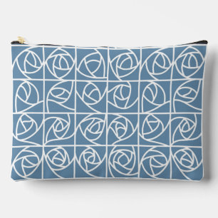Pochette À Accessoires Rose Art déco Carrés Stylisé Floral bleu pâle
