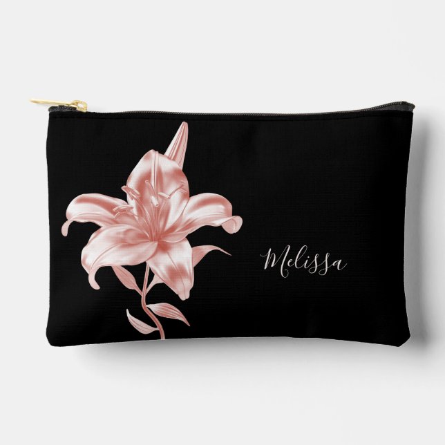 Pochette À Accessoires Rose Gold Lily Black | Your Name (Recto)