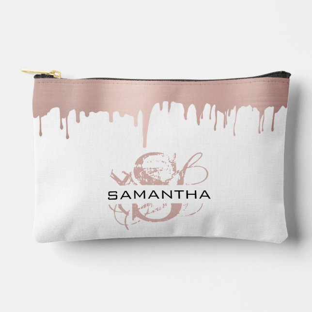 Pochette À Accessoires Rose Gold Métallisé Tendance Monogramme avec Goutt (Recto)