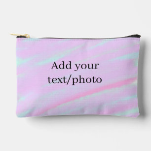 Pochette À Accessoires Rose pastel vert ajouter photo texte aquarelle rét