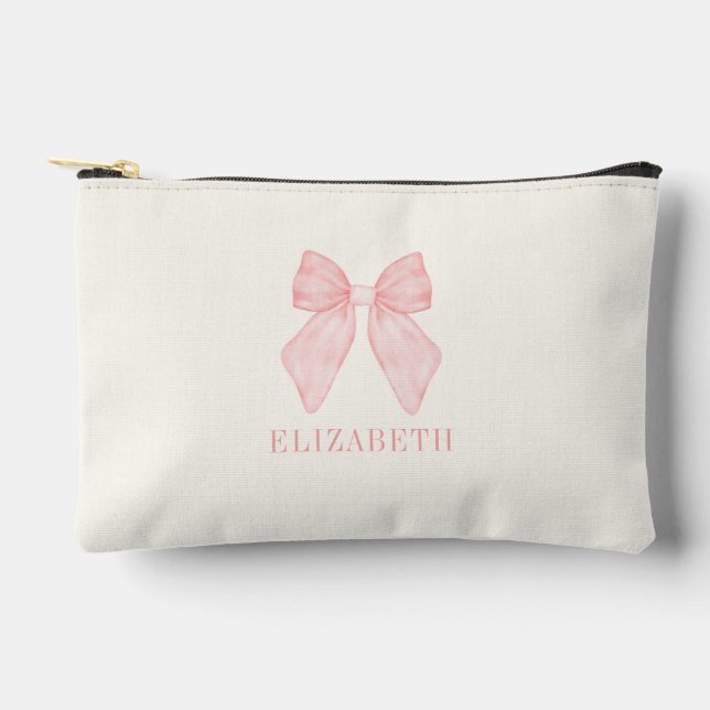 Pochette À Accessoires Rose personnalisé Bow Coquette esthétique  (Recto)