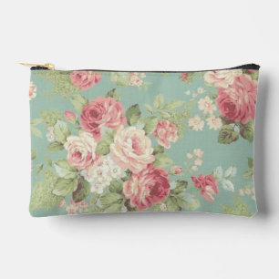 Pochette À Accessoires Roses de chou rose sur arrière - plan aqua