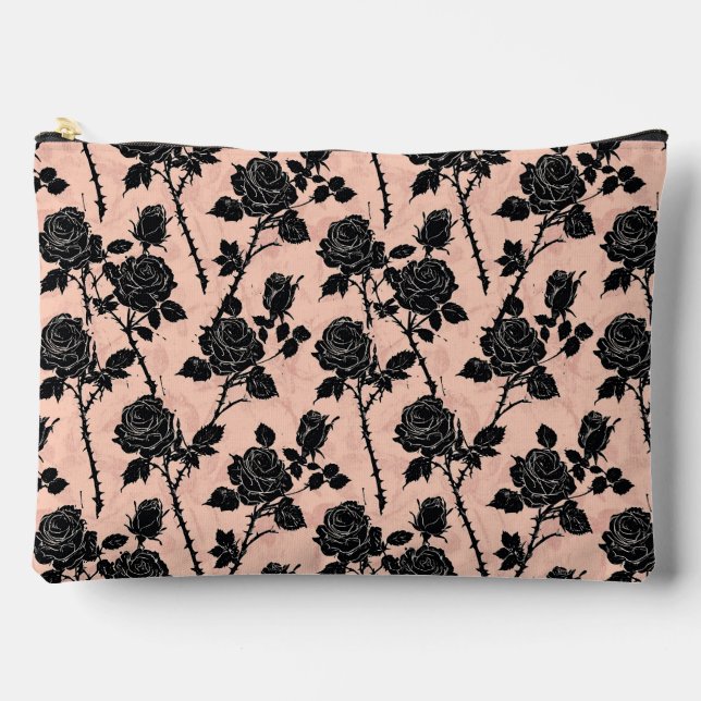 Pochette À Accessoires Roses du cimetière gothique rose et noir (Recto)