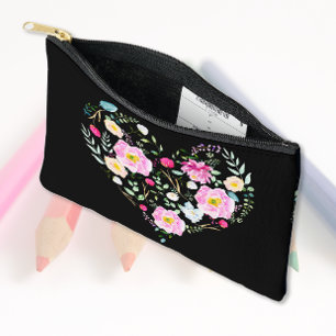 Pochette À Accessoires Roses et Coeur rose bonbon