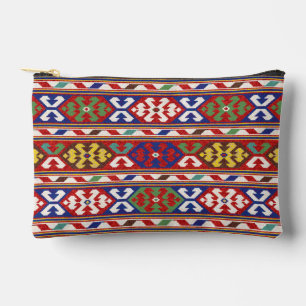 Pochette À Accessoires Rouge Bleu Vert Jaune Blanc Oriental Kilim Rug