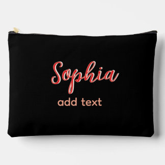 Pochette À Accessoires Rouge nom fille patron texte noir élégant