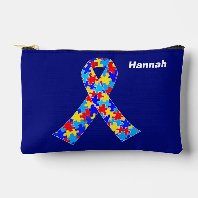 Pochette À Accessoires Ruban de sensibilisation sur l'autisme bleu person (Recto)