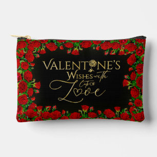 Pochette À Accessoires Saint-Valentin Or Rose Rouge Calligraphie Dorée P