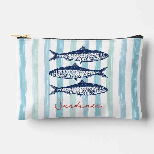 Pochette À Accessoires Sardines Pêcheur Esthétique Côtière Stripes (Recto)